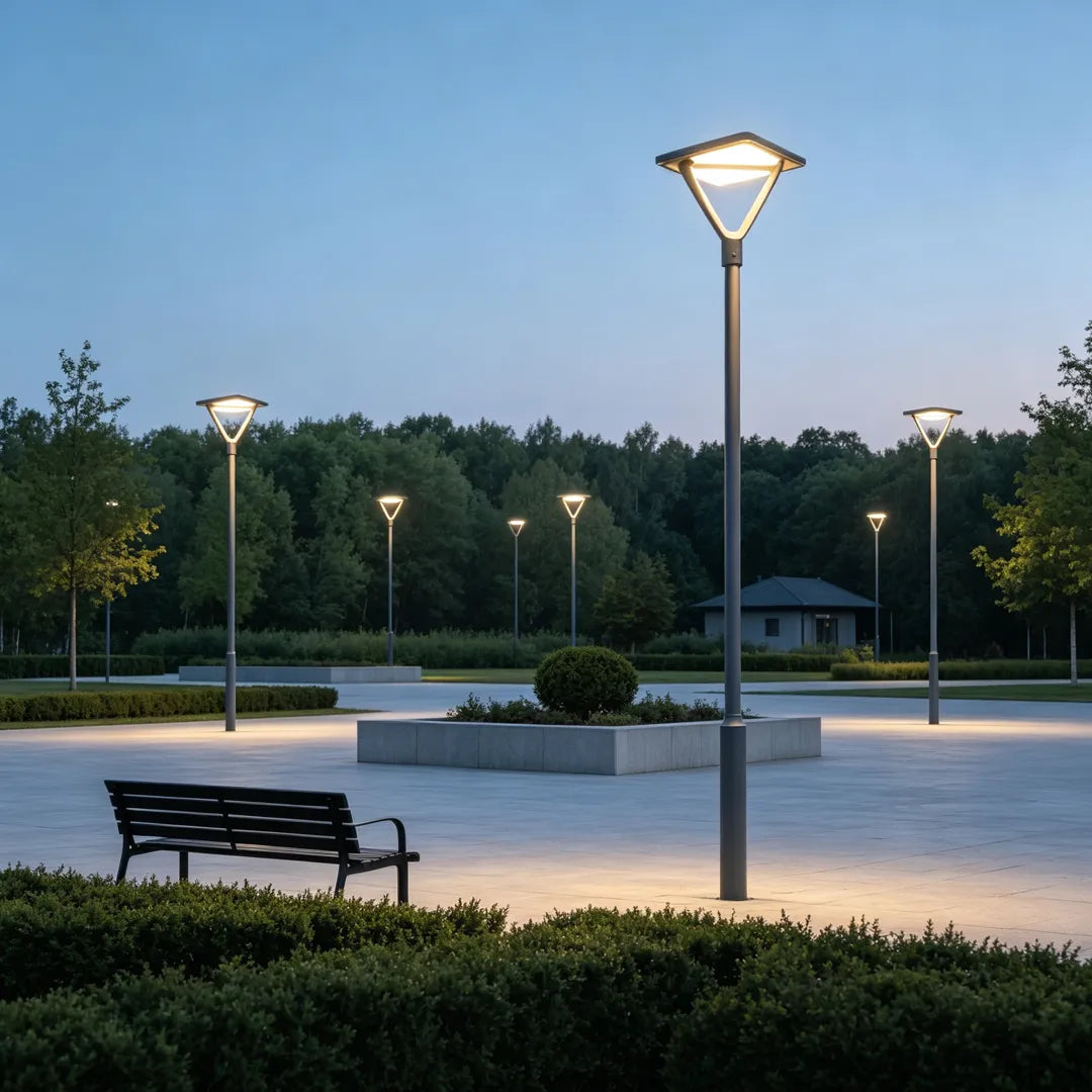 Garden Street Light Modern Black LED Solar Pole Light