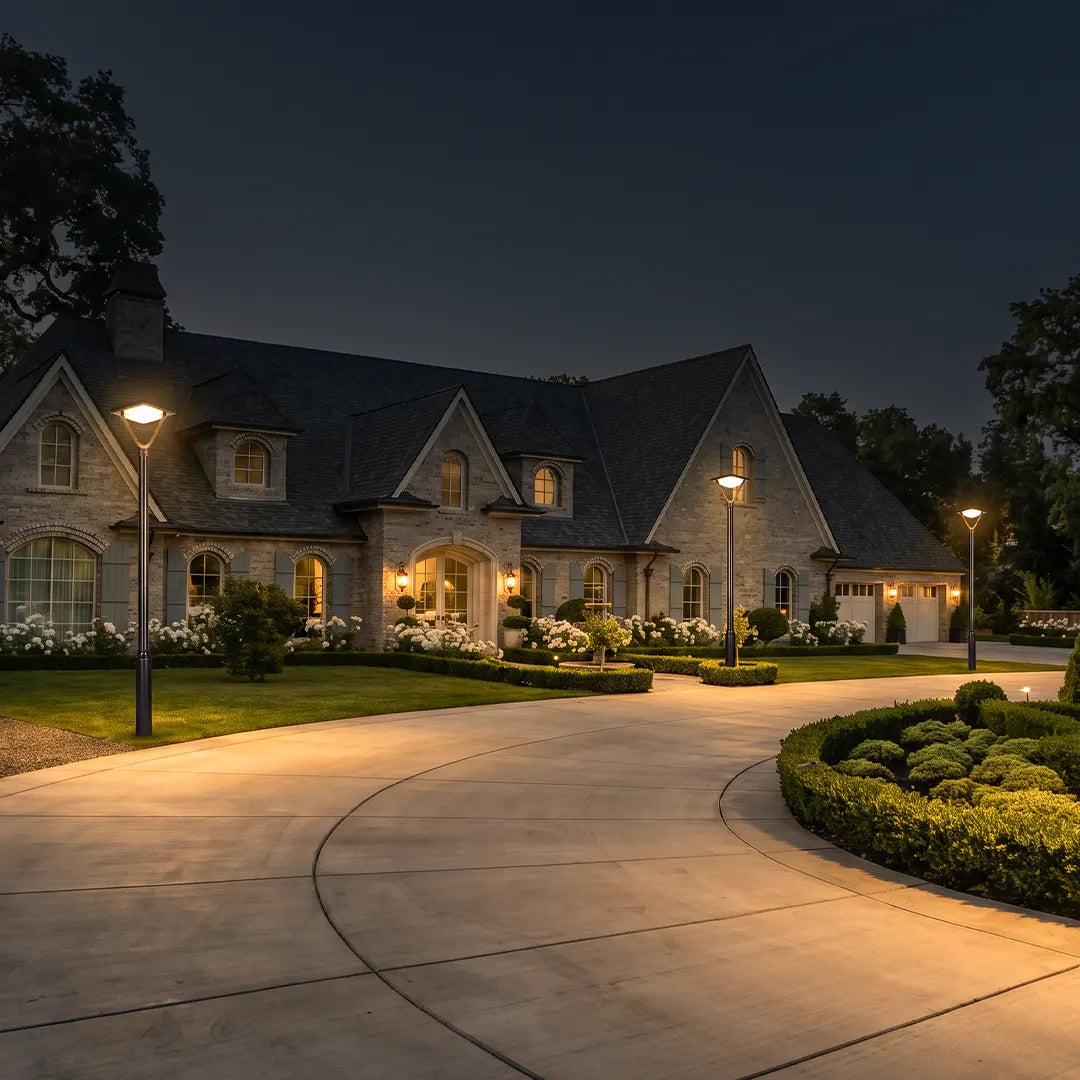 Garden Street Light Modern Black LED Solar Pole Light