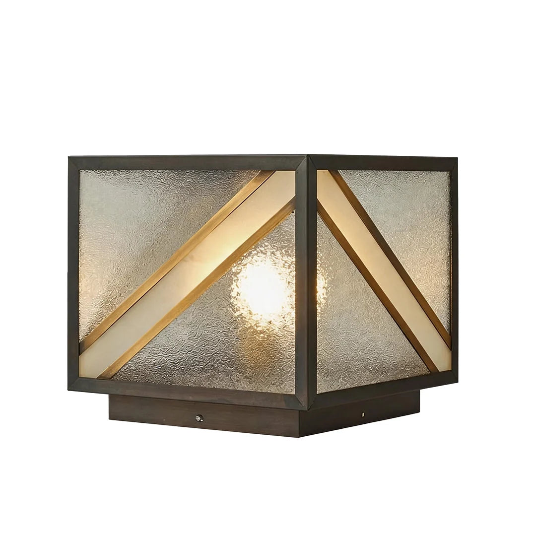 Black Outdoor Pillar Lights Modern Square Copper Waterproof Light