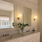 Geometric Wall Sconce Modern Brass and Marble Light