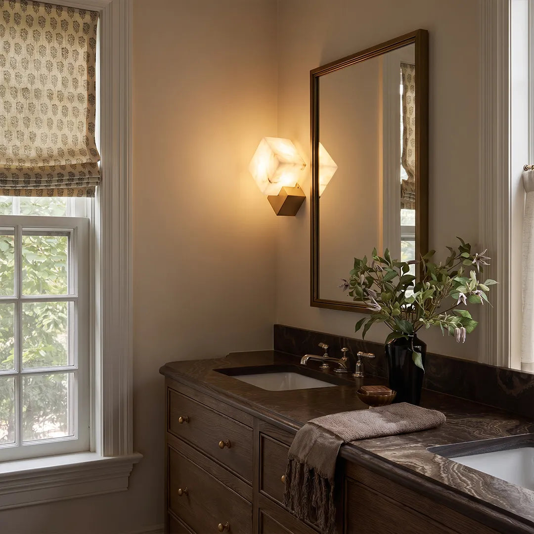 Geometric Wall Sconce Modern Brass and Marble Light