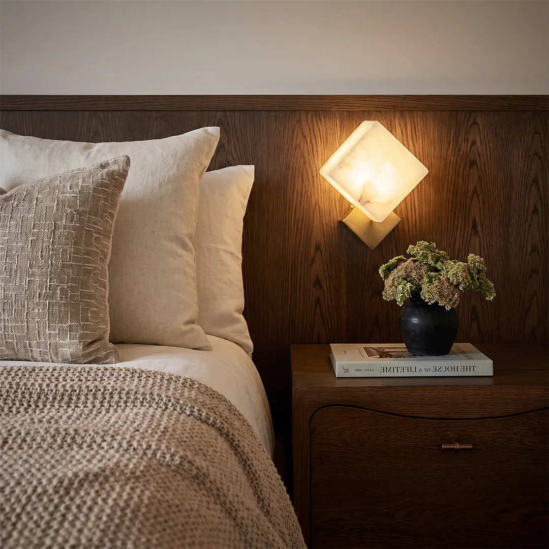 Geometric Wall Sconce Modern Brass and Marble Light