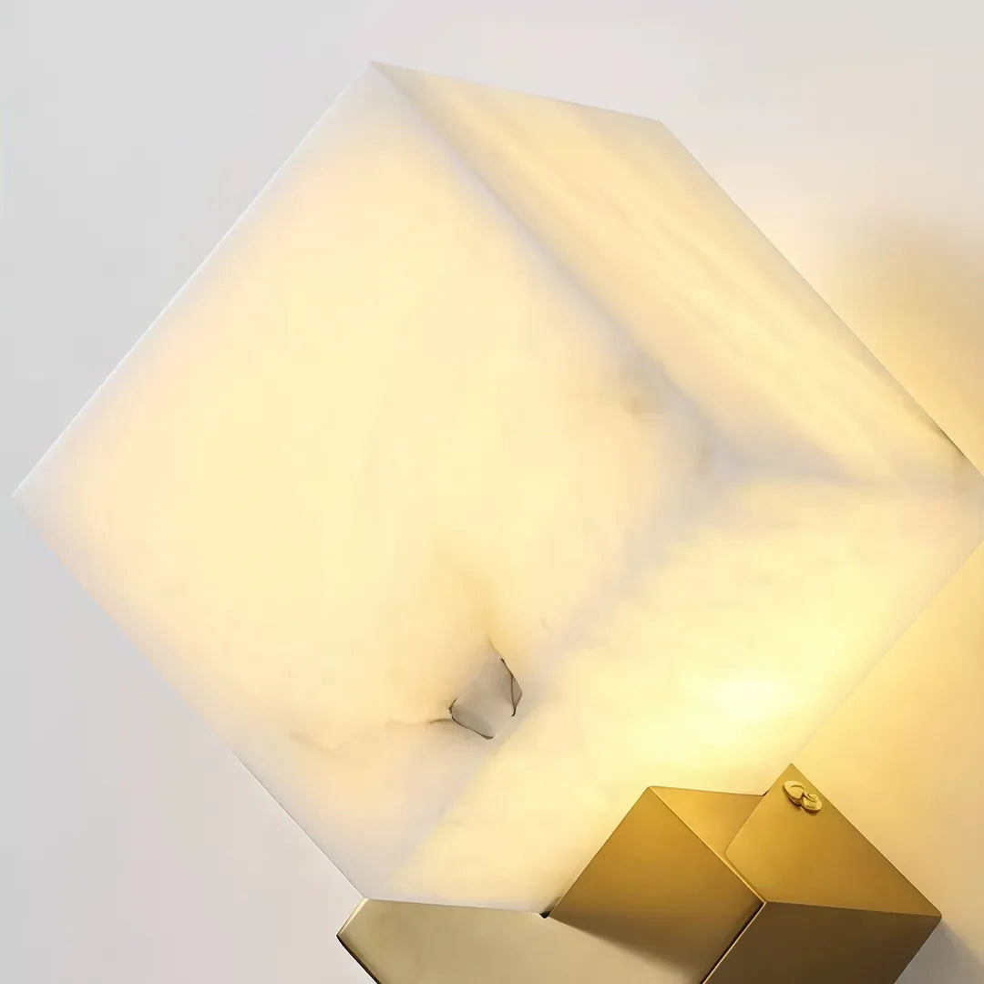 Geometric Wall Sconce Modern Brass and Marble Light