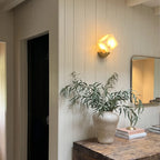 Geometric Wall Sconce Modern Brass and Marble Light
