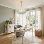Glam Chandelier French Cream-Style Shell and Crystal Ceiling Light