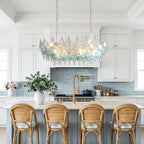 Glam Chandelier French Cream-Style Shell and Crystal Ceiling Light