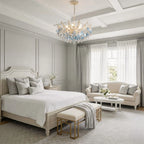 Glam Chandelier French Cream-Style Shell and Crystal Ceiling Light