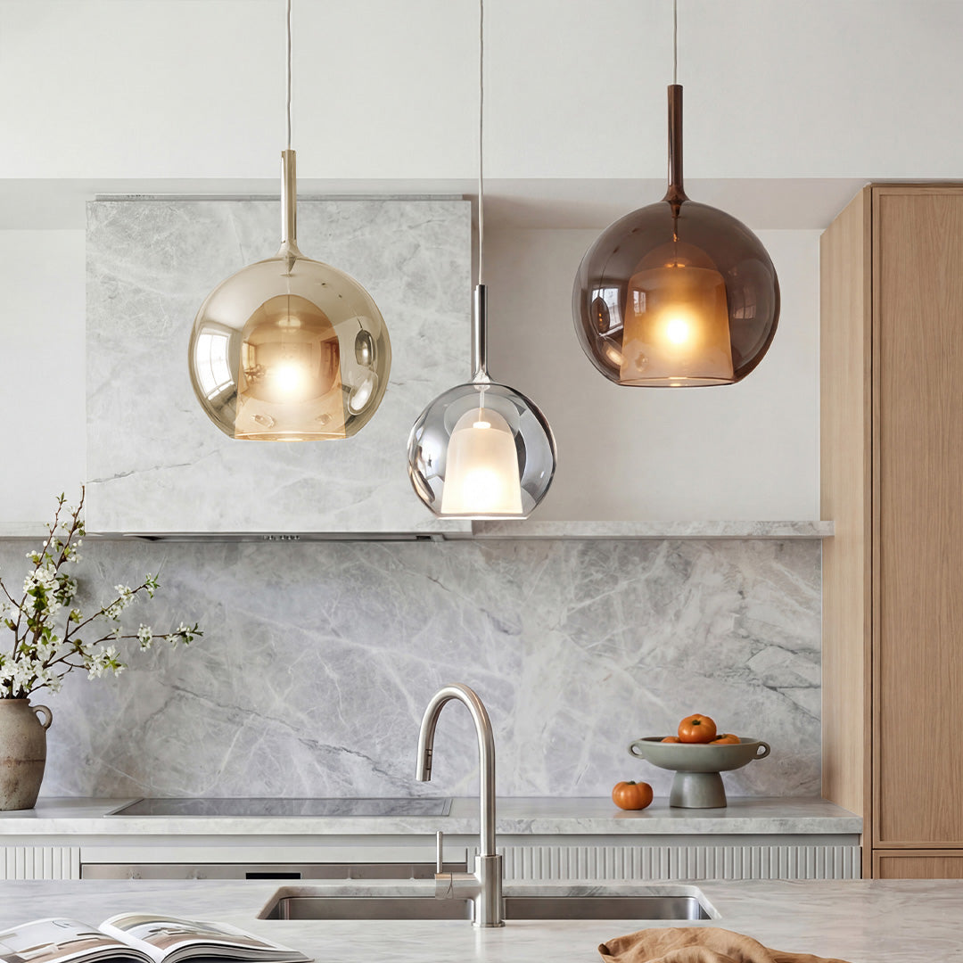 Glass Ball Pendant Light Nordic LED Glass Art Island Light