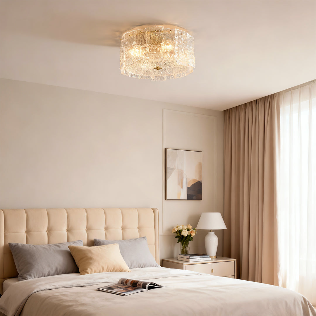Glass Flush Mount Lighting Full Copper Luxury Ambience Lamp