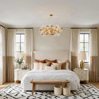 Glass Leaf Chandelier Modern Brass and Art Ceiling Light