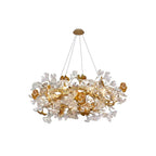 Glass Leaf Chandelier Modern Brass and Art Ceiling Light