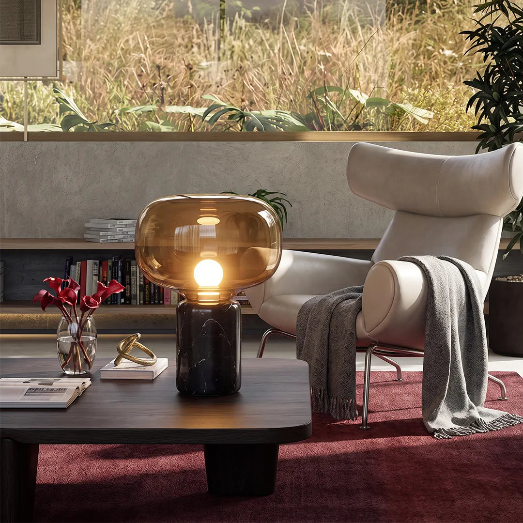 Glass Modern Table Lamps Marble Mushroom Bedside Lamp