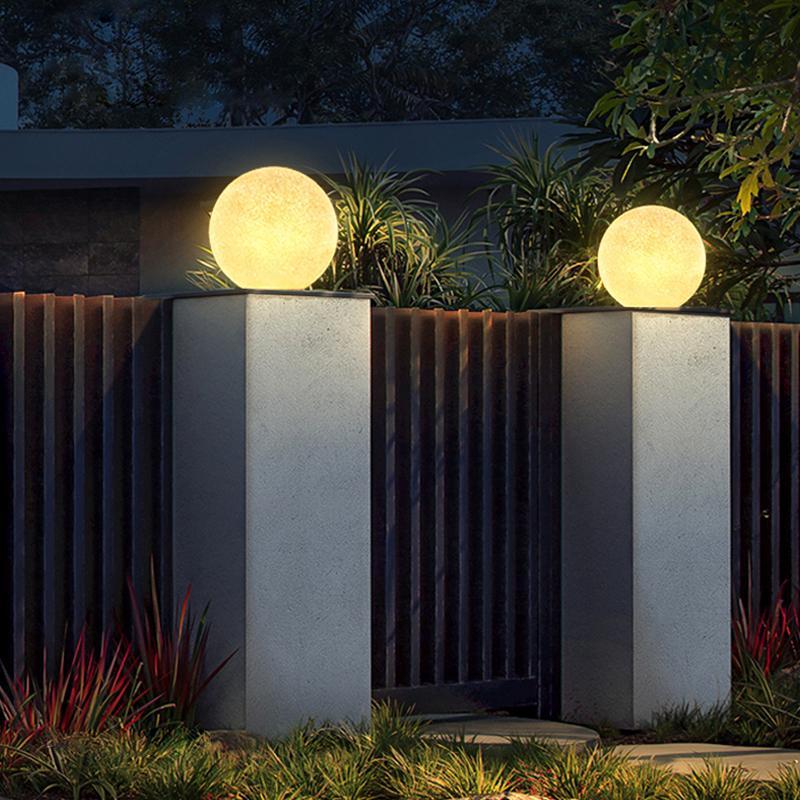 Globe Pillar Lights Modern LED Waterproof White Outdoor Light
