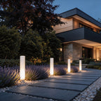 Long Cylindrical Waterproof White Modern Solar Lawn Lights Lamp Post