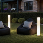 Long Cylindrical Waterproof White Modern Solar Lawn Lights Lamp Post