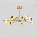 Modern Brass LED Chandelier with Ring Crystal Shades
