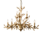 Gold Candlestick Chandelier Branch Crystal Ceiling Light