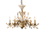 Gold Candlestick Chandelier Branch Crystal Ceiling Light