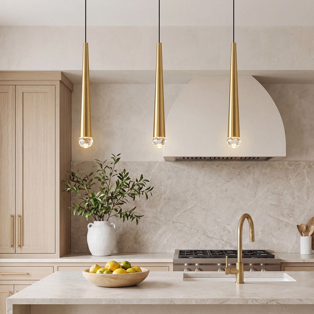 Slim Cylinder Electroplated Metal Crystal LED Nordic Pendant Light Hanging Lamp