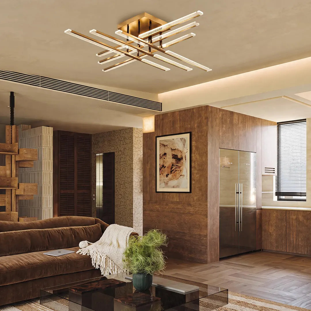 Gold Cross Ceiling Light Exquisite Metal LED Flat Light