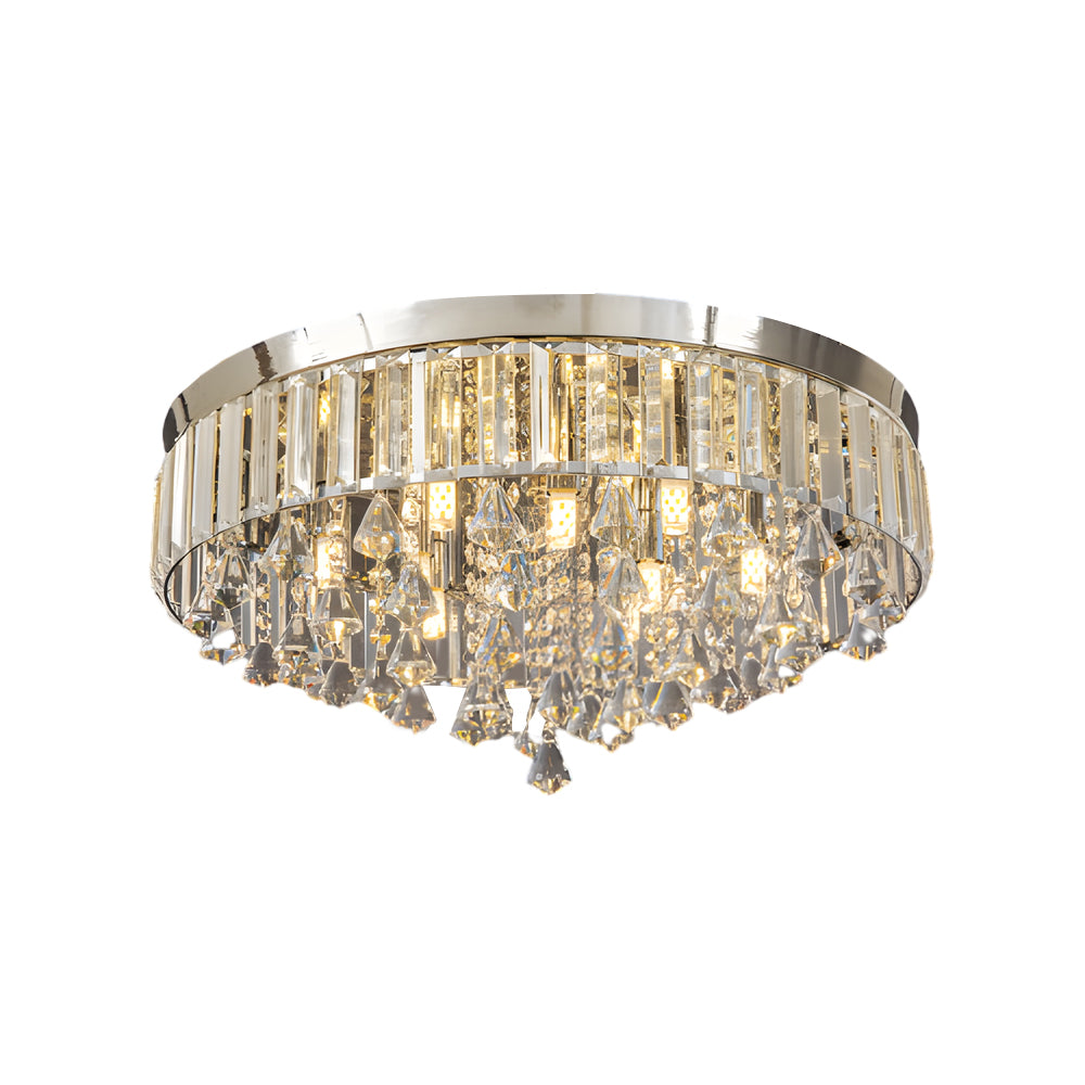 Gold Crystal Flush Mount Light Round LED Ceiling Light Fixture
