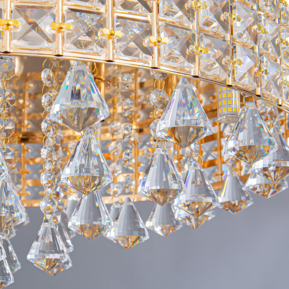 Gold Crystal Flush Mount Light Round LED Ceiling Light Fixture