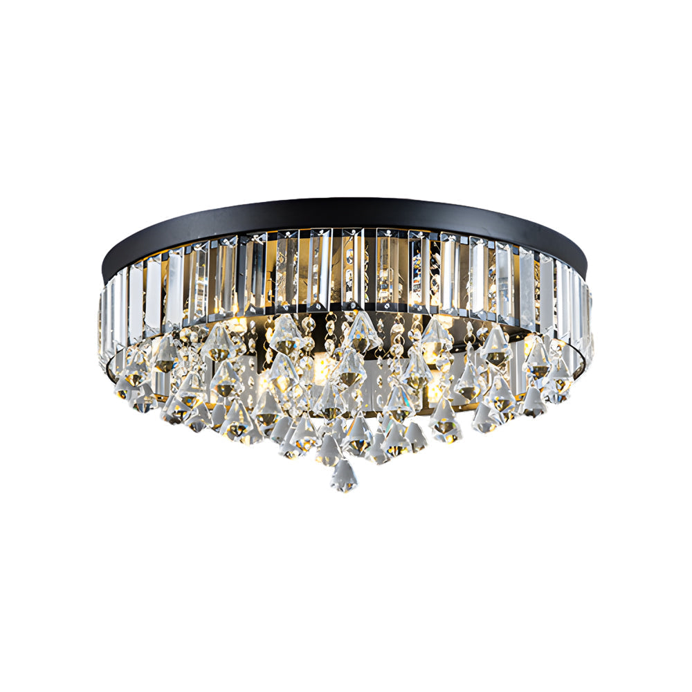 Gold Crystal Flush Mount Light Round LED Ceiling Light Fixture