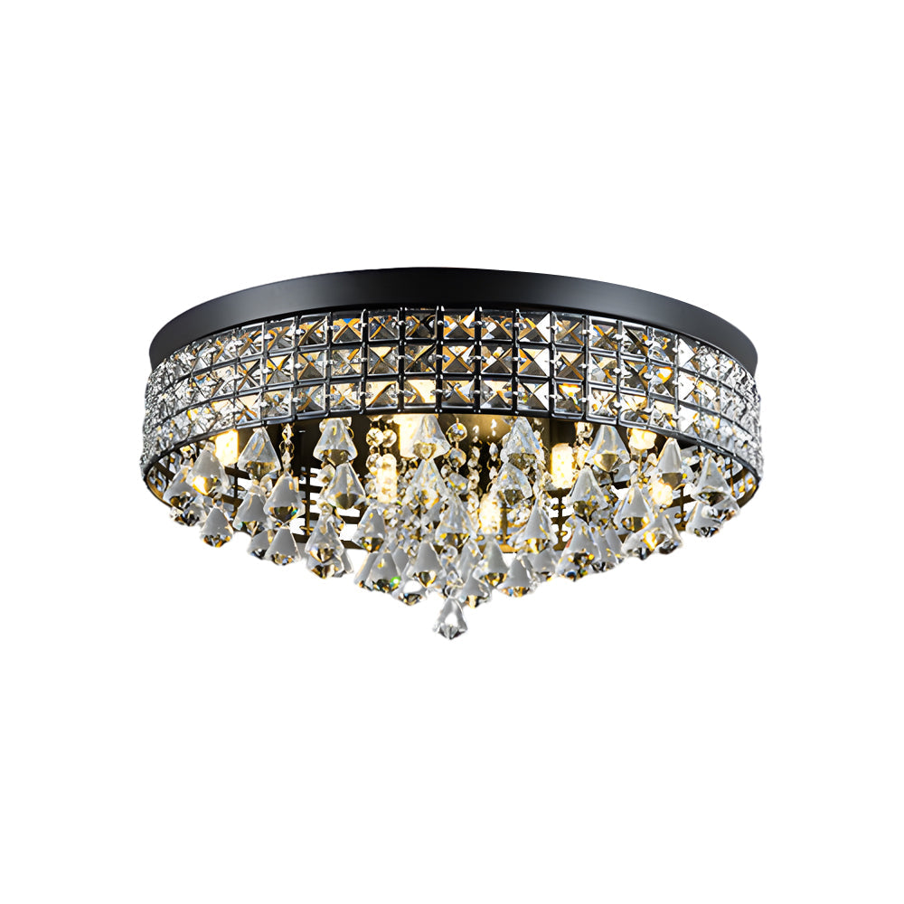 Gold Crystal Flush Mount Light Round LED Ceiling Light Fixture