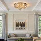 Gold Crystal Flush Mount Light Round LED Ceiling Light Fixture