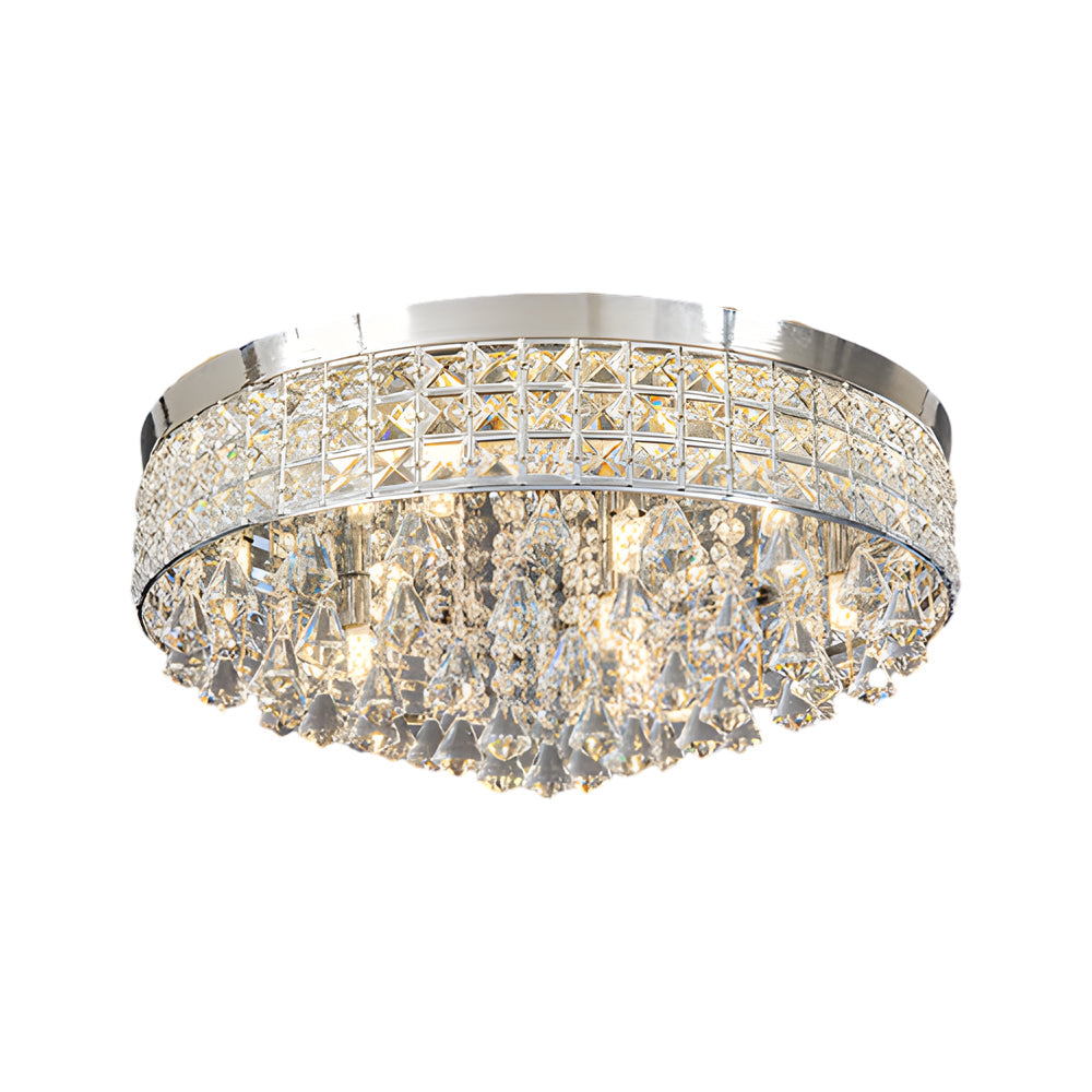 Gold Crystal Flush Mount Light Round LED Ceiling Light Fixture