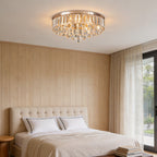 Gold Crystal Flush Mount Light Round LED Ceiling Light Fixture