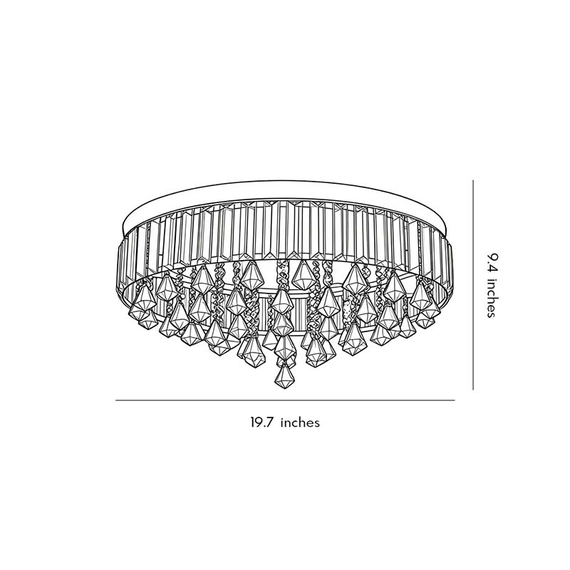 Gold Crystal Flush Mount Light Round LED Ceiling Light Fixture