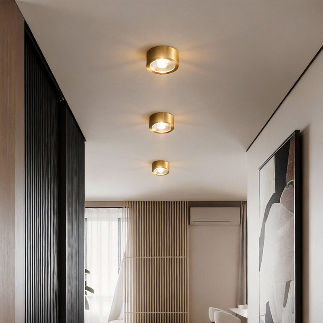 Gold Downlights Nordic Style Round LED Brass and Acrylic Light