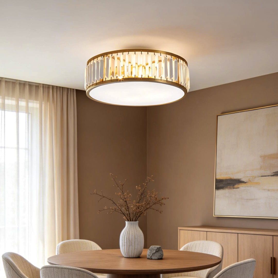 Gold Drum Ceiling Light Nordic Style Copper LED Light
