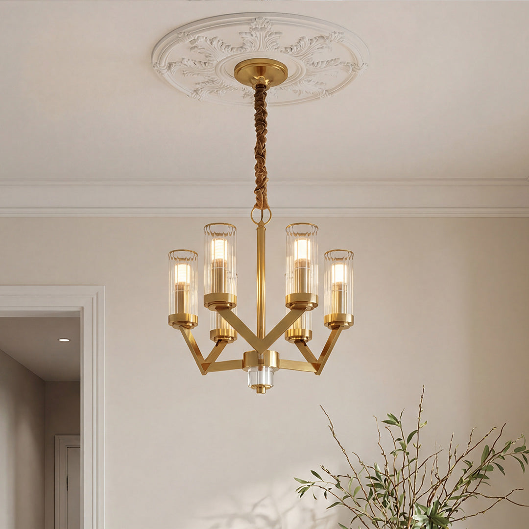 Glass Drop Chandelier High-End Luxury Copper Ceiling Light