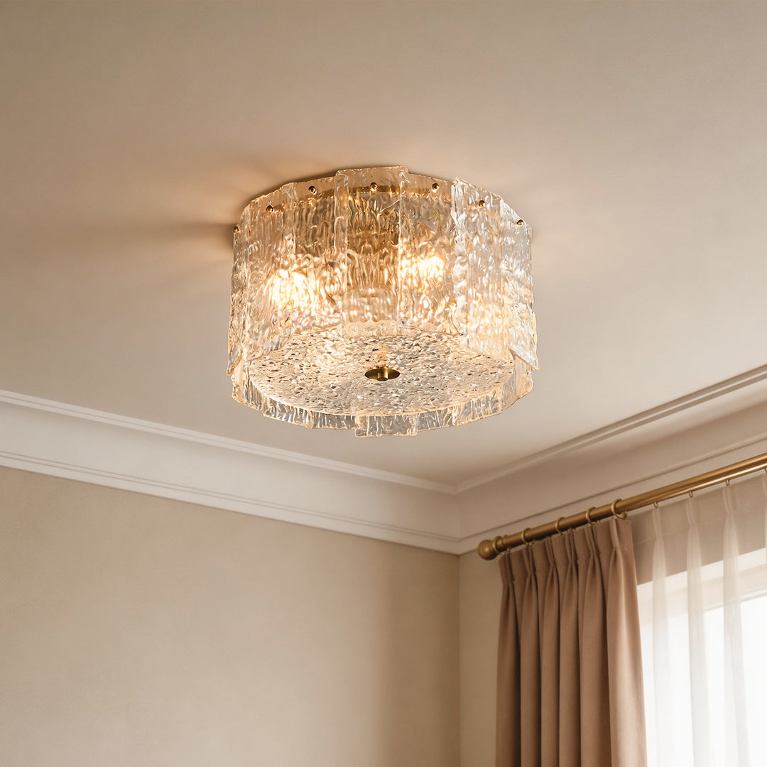 Glass Flush Mount Lighting Full Copper Luxury Ambience Lamp