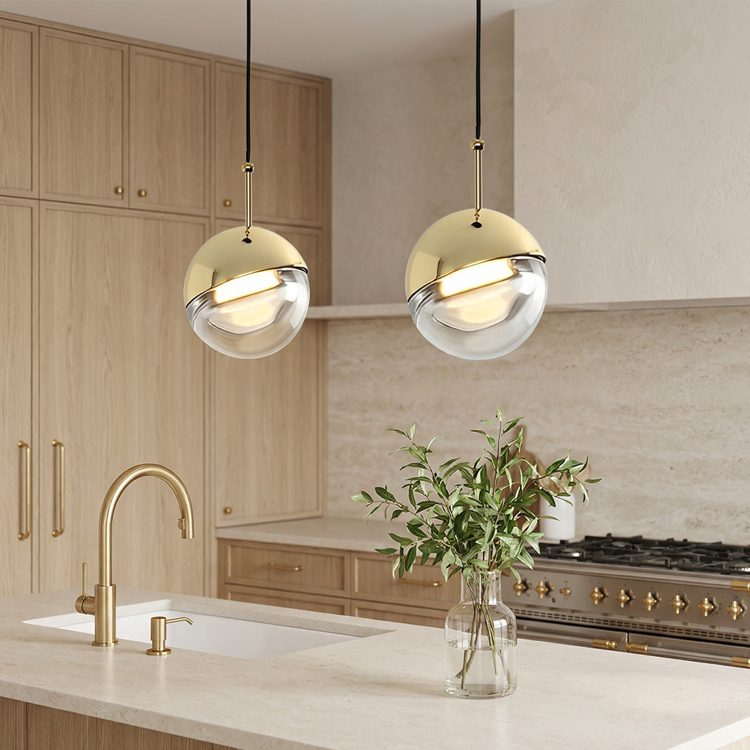 Round Rotating Minimalist Metal Glass Nordic LED Pendant Light Chandelier