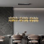 Gold Linear Pendant Light Modern Mountain Shape LED Ceiling Light