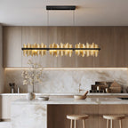 Gold Linear Pendant Light Modern Mountain Shape LED Ceiling Light