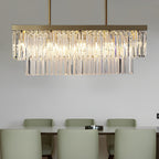 Gold Rectangular Chandelier Modern Crystal Ceiling Light