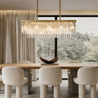 Gold Rectangular Chandelier Modern Crystal Ceiling Light