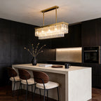 Gold Rectangular Chandelier Modern Crystal Ceiling Light