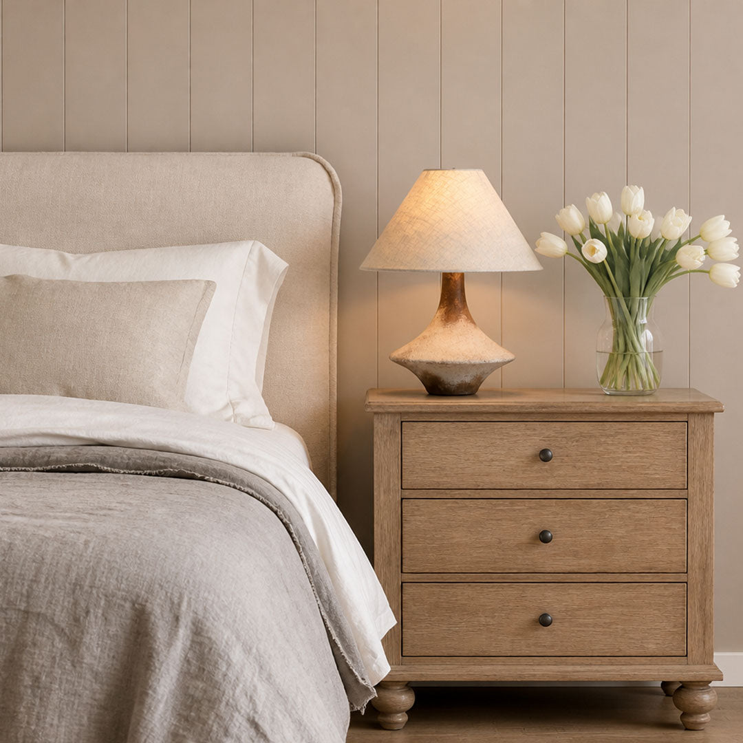 Gray Ceramic Table Lamp Wabi-Sabi Bedside Accent Light
