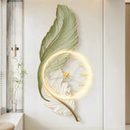 Feather LED Wall Lamp USB Rechargeable Acrylic Round Clock Light