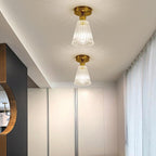 Lantern Modern Glass Copper Flush Mount Ceiling Lighting