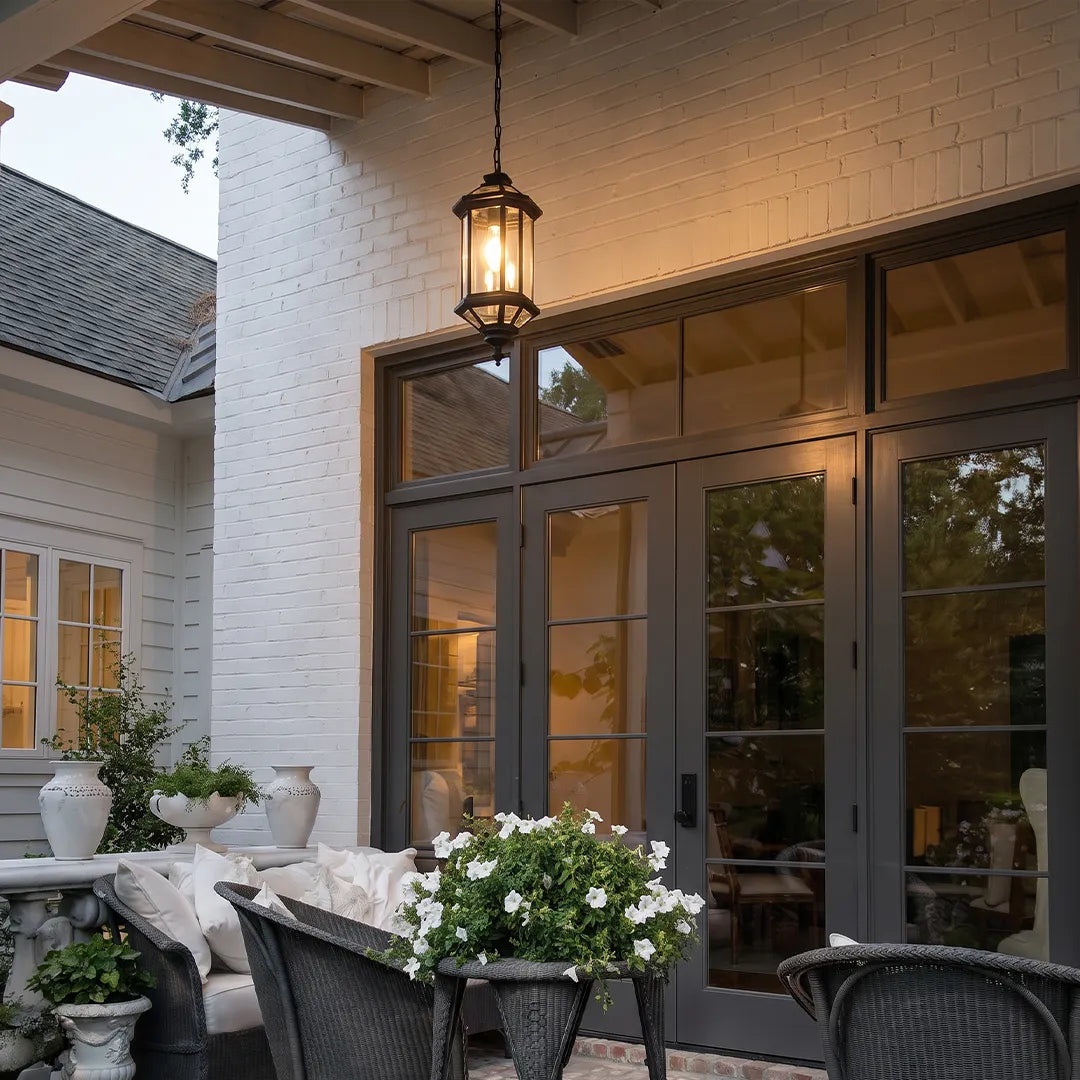 2 PCS Hanging Outdoor Pendant Lights Vintage Glass Ceiling Light