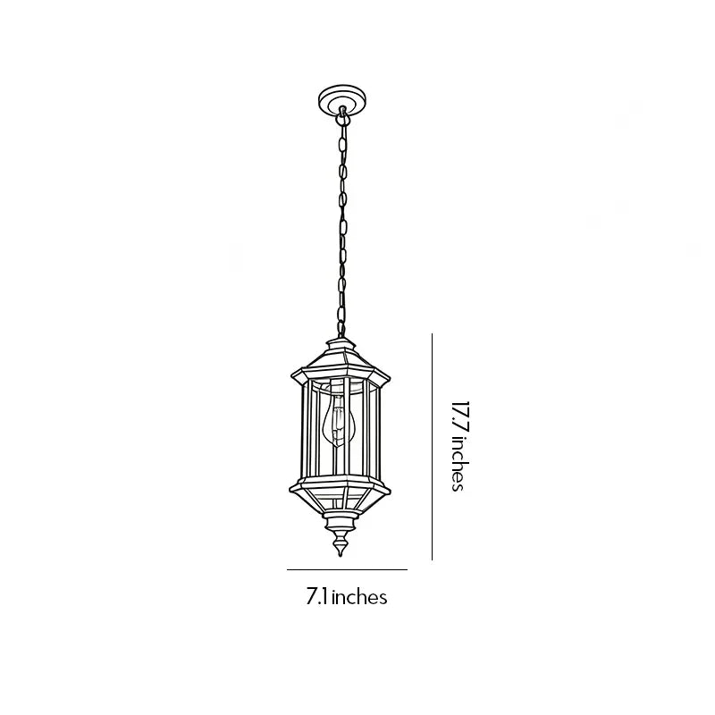 2 PCS Hanging Outdoor Pendant Lights Vintage Glass Ceiling Light