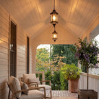 2 PCS Hanging Outdoor Pendant Lights Vintage Glass Ceiling Light