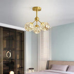 3-Globe Copper Glass Semi Flush Mount Lighting Ceiling Lights for Bedroom