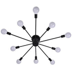 Metal Large Flush Mount Ceiling Light with 10 Sporadic Positioned LED Incandescent Lights